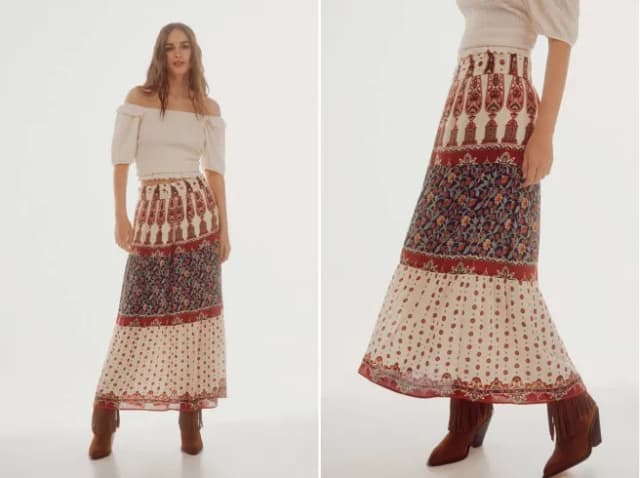 Falda midi estampada Cortefiel: estilo y comodidad que enamoran Falda midi estampada Cortefiel: estilo y comodidad que enamoran